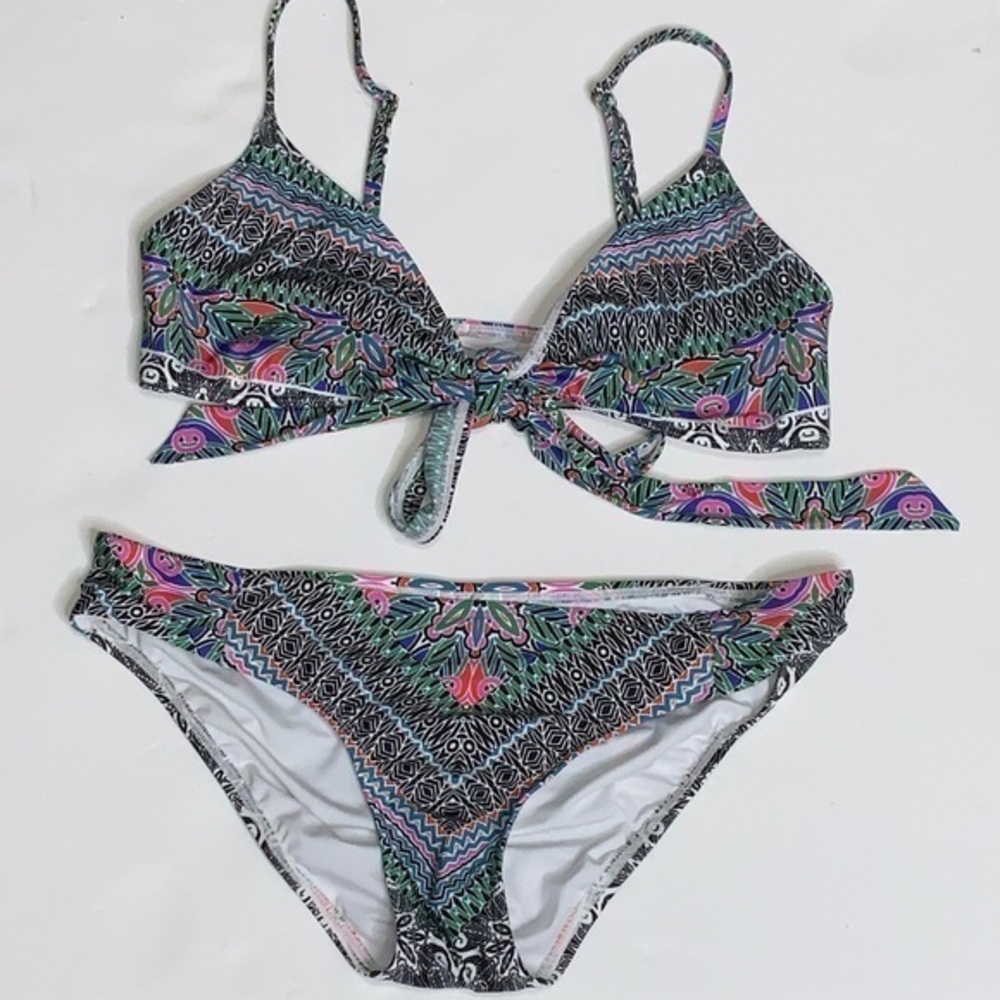 Laundry By Shelli Segal Black Multicolor Bikini Swimsuit M